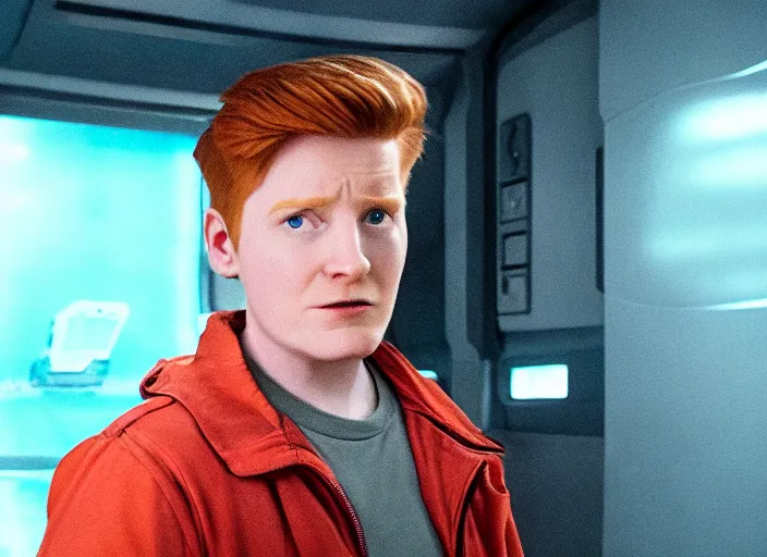 Image similar to film still of real life philip j fry in the scifi movie, 4 k