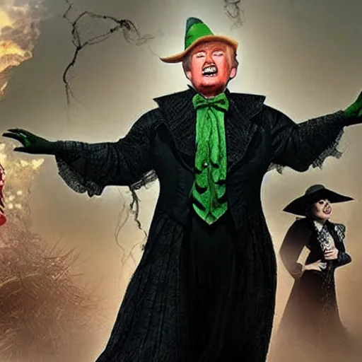 Image similar to wicked witch of the west that looks like trump, movie still