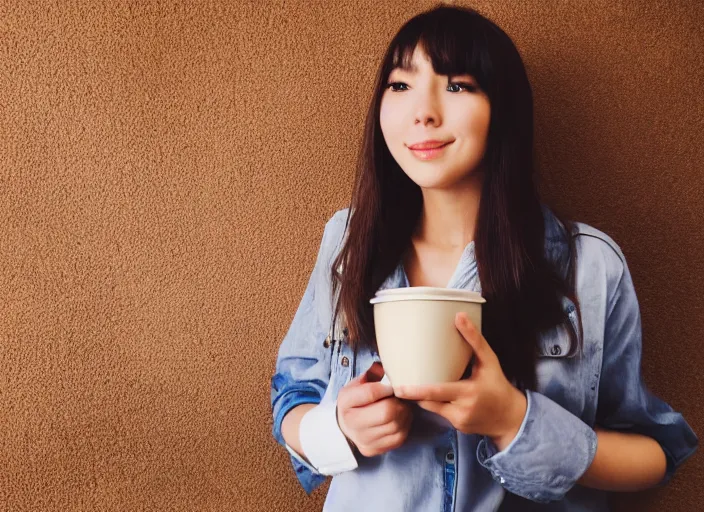 Prompt: Beautiful girl holding a cup of coffee, cinematic, very high quality, 8k