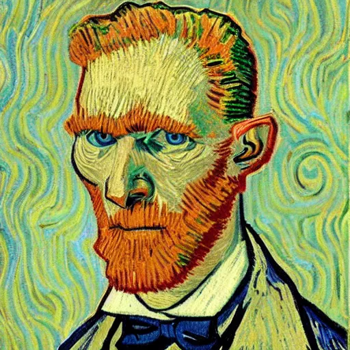 Image similar to handsome squidward portrait, van gogh, strong chad