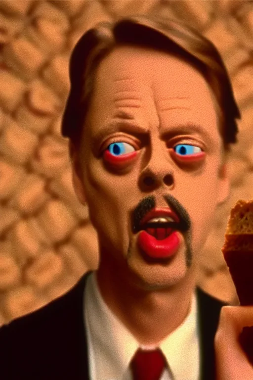 Image similar to film still of steve buscemi made out of bread in pulp fiction, 4 k