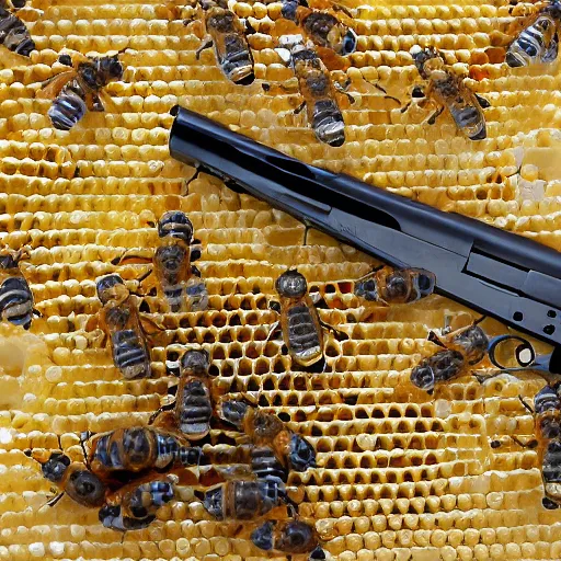 Image similar to gun made of bees