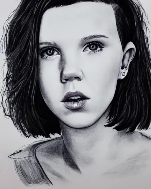 Image similar to pen portrait of millie bobby brown