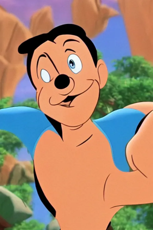 Prompt: portrait of gigachad, screenshot of an animated film by walt disney, 1 9 9 8