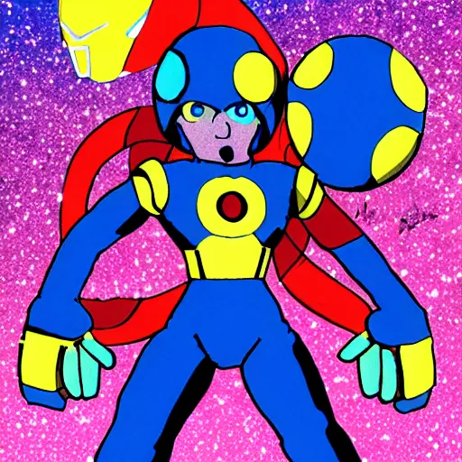 Prompt: galaxyman in the style of hirohiko araki, mm 9, megaman boss