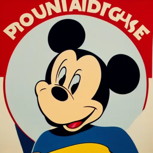 Prompt: propaganda poster with Mickey mouse
