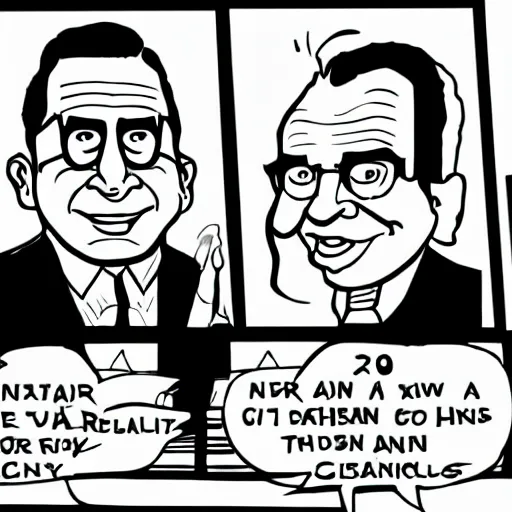 Image similar to henry kissinger and richard nixon as cartoon characters, tv frame, screenshot, trending on reddit,