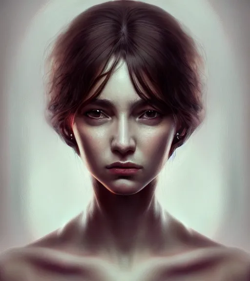 Image similar to portrait of a woman in heightened detail, poised, intense emotion, detailed facial expression, detailed surroundings, intricate, elegant, highly detailed, centered, digital painting, artstation, concept art, smooth, sharp focus, illustration, by ( pokemon ), wlop