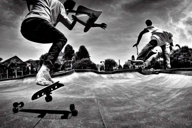 Image similar to angels skateboarding in heaven, 4 k hdr, high resolution, smooth, sharp focus, award - winning photo