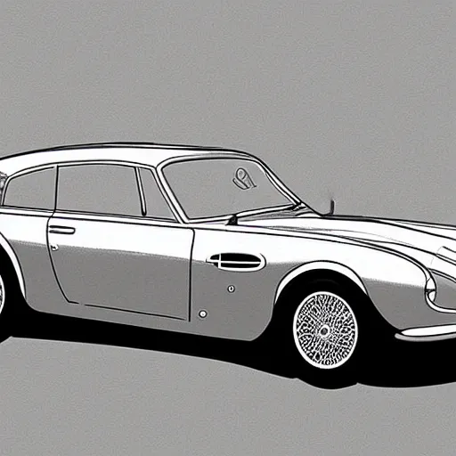 Image similar to illustration of a vintage aston martin