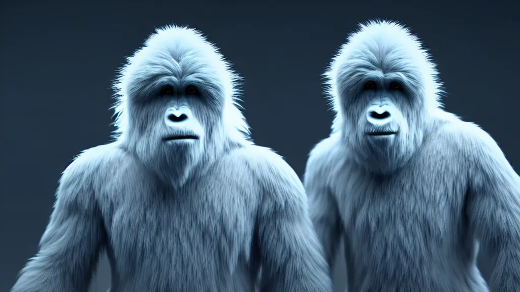 Image similar to a yeti in a scientist coat, 4 k, photorealistic, dramatic lighting