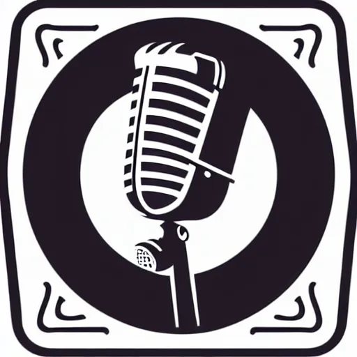 Image similar to iconic vector logo illustration of a microphone line art, bold