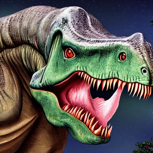 Image similar to dinosaurs with way too many teeth