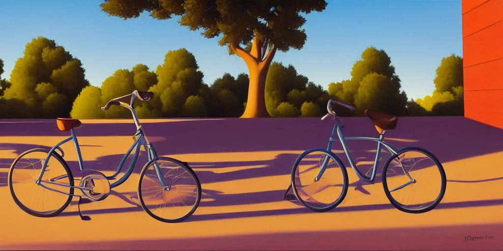 Prompt: lost bike, summer evening, kenton nelson