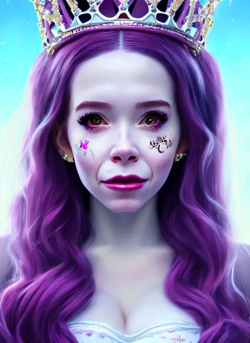 Image similar to belle delphine as queen, incredibly detailed face, true anatomy, art by wlop