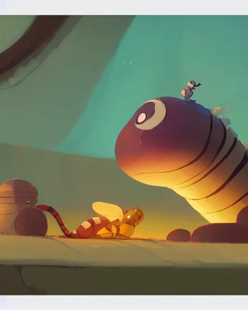 Prompt: a giant caterpillar taking a bath, cory loftis, james gilleard, atey ghailan, makoto shinkai, goro fujita, marco bucci, character art, rim light, exquisite lighting, clear focus, very coherent, plain background, soft painting