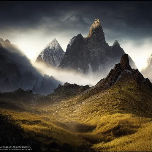 Image similar to photograph national geographic mountain landscape magic the gathering John Avon, black, atmospheric, 8k high definition