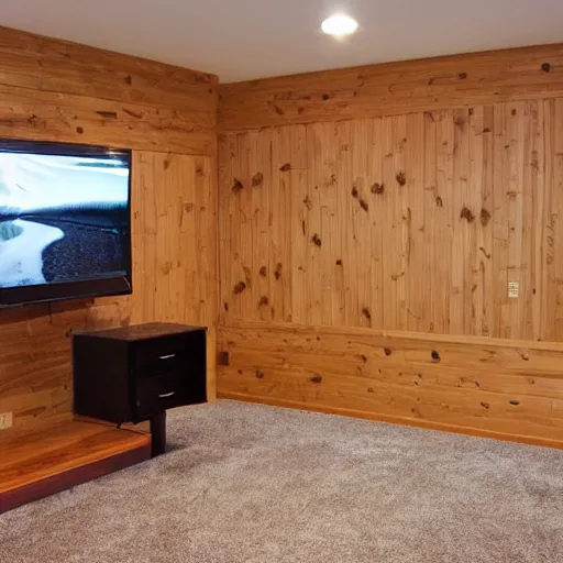 Image similar to wood paneling walls, basement, craigslist photo