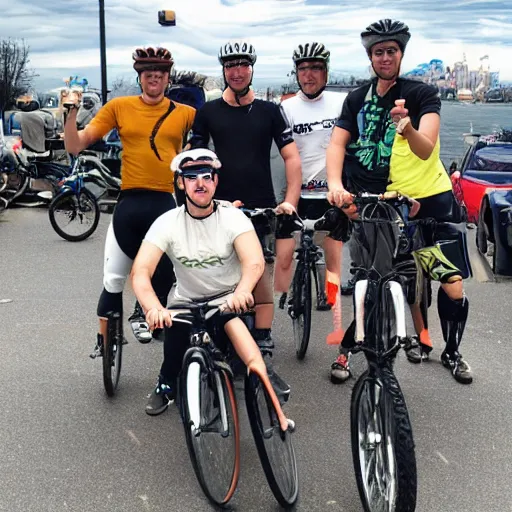 Image similar to bicycle crew with large beers in hand