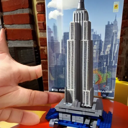 Prompt: lego empire state building