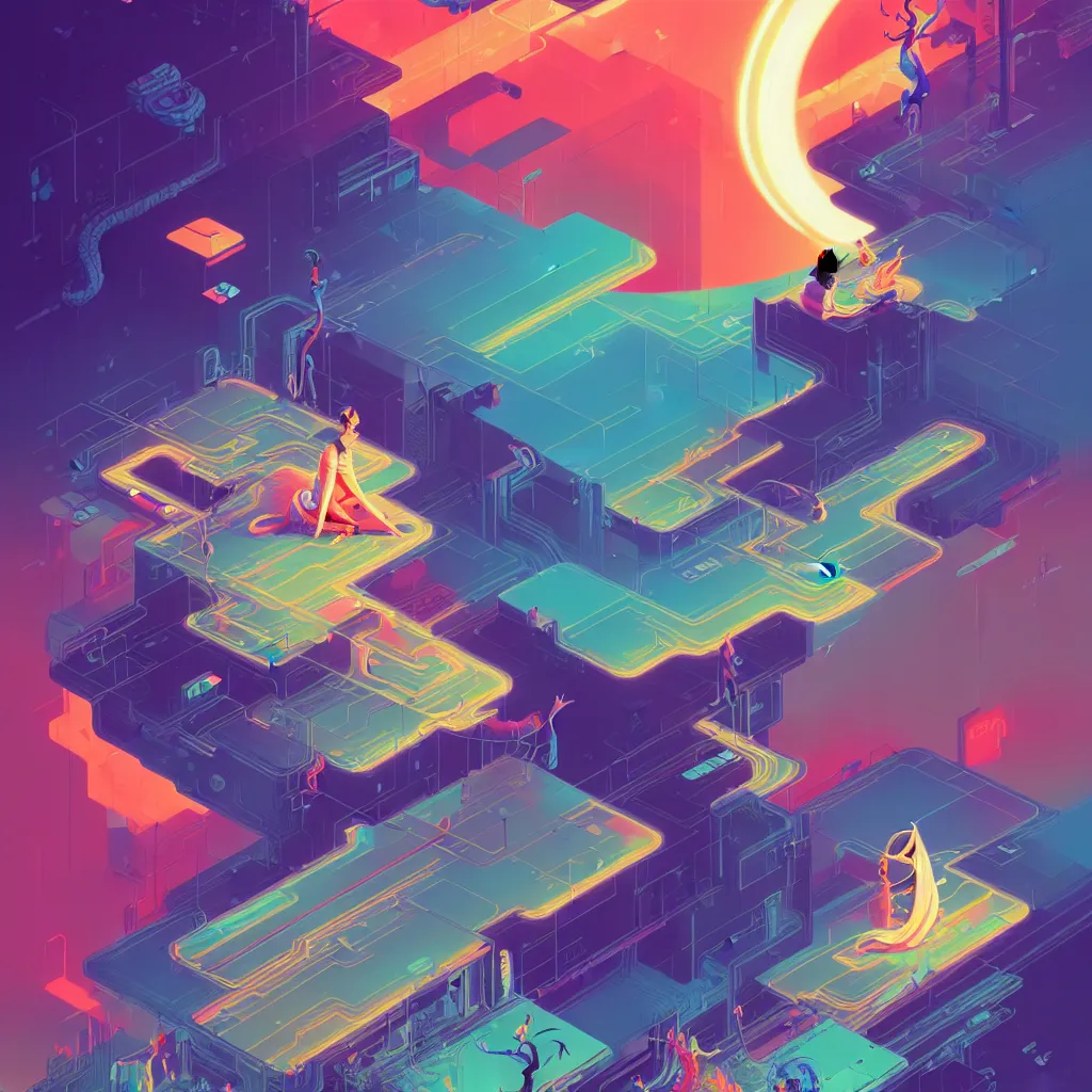 Image similar to a micro-service deployed to a datacenter, road, connector, defence, wall, cloud, security, cyber, attack vector, trending on Artstation, illustration by Jules Julien, Leslie David and Lisa Frank and Peter Mohrbacher and Alena Aenami and Dave LaChapelle muted colors with minimalism