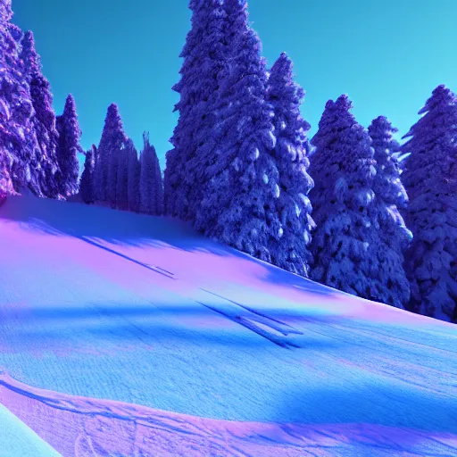 Image similar to : psychedelic ski resort, hyper - realistic, detailed, render by c 4 d octane, unreal engine, 8 k 3 d render