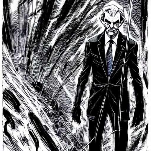 Image similar to Jerome Powell looking sinister, by Tsutomu Nihei, highly detailed