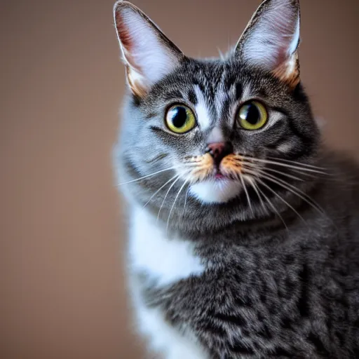 Image similar to A picture of a cute pet cat with pheasant feathers on the body, award winning, stunning, 8k