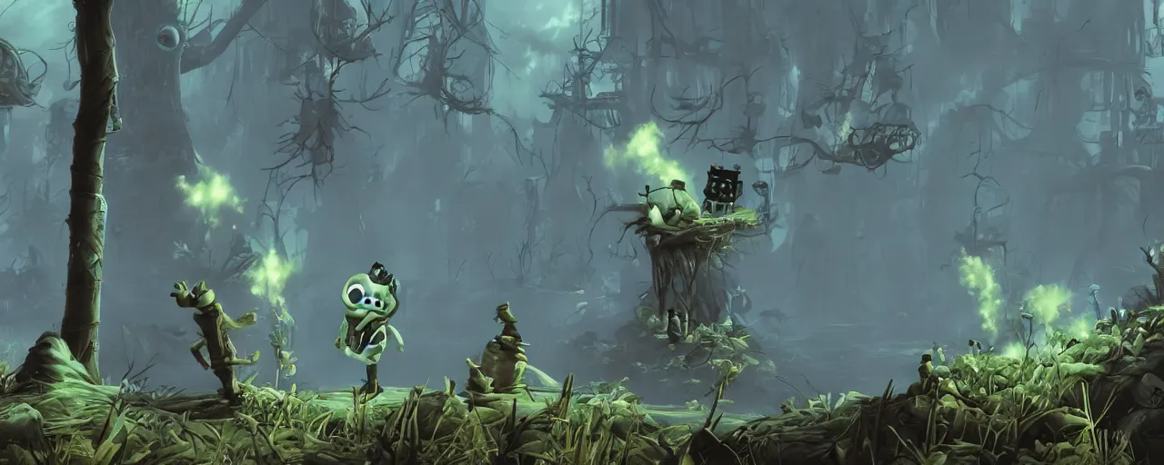 Image similar to fallout 3 in the style of ori and the blind forest