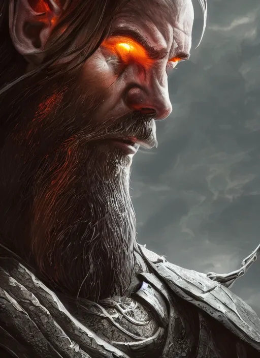 Image similar to blacksmith ultra detailed fantasy, elden ring, realistic, dnd character portrait, full body, dnd, rpg, lotr game design fanart by concept art, behance hd, artstation, deviantart, global illumination radiating a glowing aura global illumination ray tracing hdr render in unreal engine 5