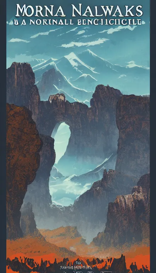 Image similar to a national parks poster for Mordor