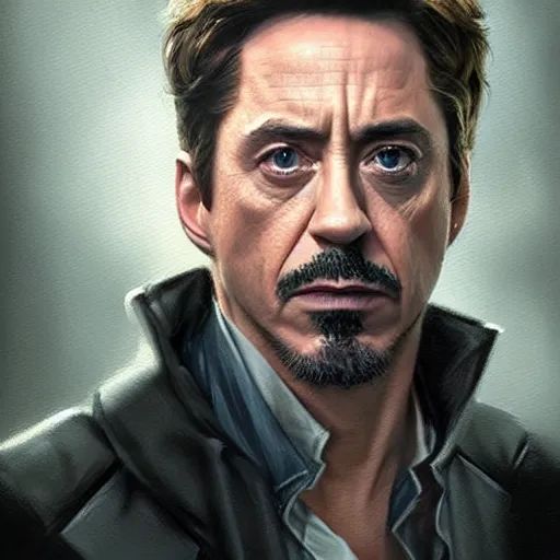 Prompt: hyper realistic portrait painting, beautifully rendered, robert downey jr. as luigi painted by greg rutkowski, wlop, artgerm, dishonored 2