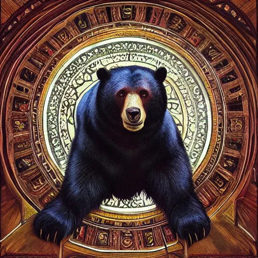 Prompt: ““Bearskin rug that has come to life in a magic school, fantastic beast, creature design, D&D, fantasy, intricate, cinematic lighting, highly detailed, digital painting, artstation, concept art, smooth, sharp focus, illustration, art by Artgerm and Greg Rutkowski and Alphonse Mucha”