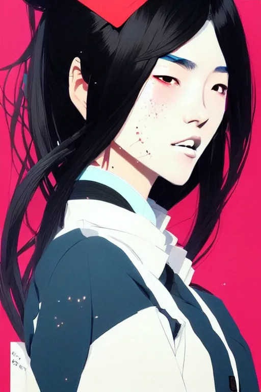 Prompt: a ultradetailed beautiful panting of a stylish woman wearing a japanese school uniform, she has black hair, by conrad roset, greg rutkowski and makoto shinkai, trending on artstation