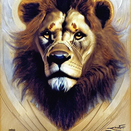 Image similar to a portrait of a lion dogman canine star trek captain. highly detailed painting by gaston bussiere, craig mullins, j. c. leyendecker, furry