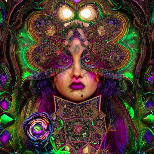 Image similar to psychadelic witch, hyper detailed, flowing psychadelic background intricate and detailed, ornate 8 k gorgeous intricate detailed, octane render