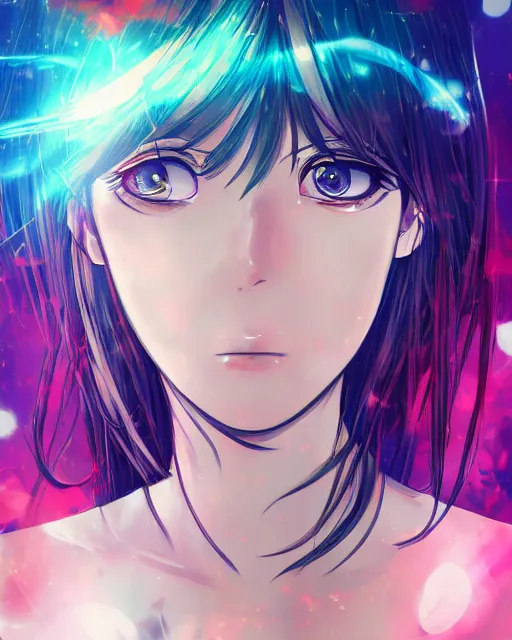 Prompt: anime illustration of a woman entranced, portrait, bewitched, mesmerized, hypnotized, dramatic lighting, concept art, sharp focus, colorful, photorealistic