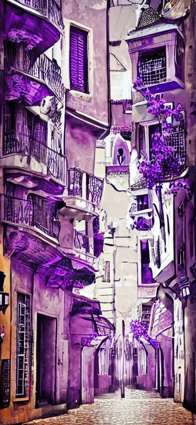 Image similar to “ white and purple medieval city, award winning, digital art ”