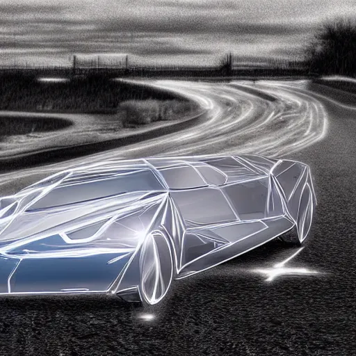 Prompt: an transparent car, digital art