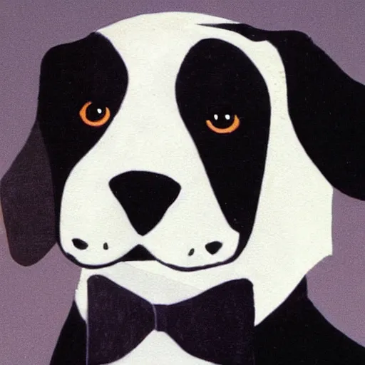 Prompt: a picture of a dog in a tuxedo in the style of jan gossaert