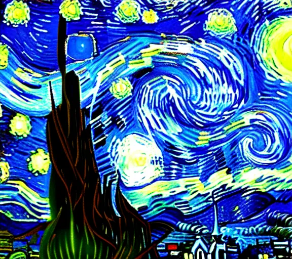 starry night but its of new york, accurate, 4 k,, Stable Diffusion