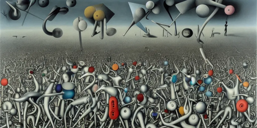 Image similar to disease decimating a global population, animals ruling the world, detailed surrealist painting by yves tanguy