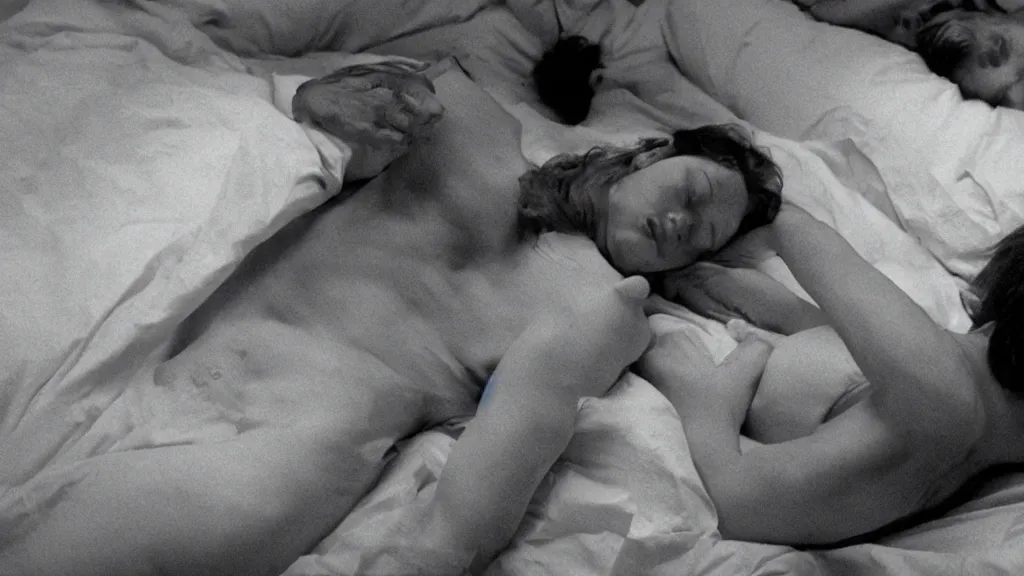 Image similar to movie still of having sleep paralysis, cinematic composition, cinematic light, criterion collection, by lars von trier