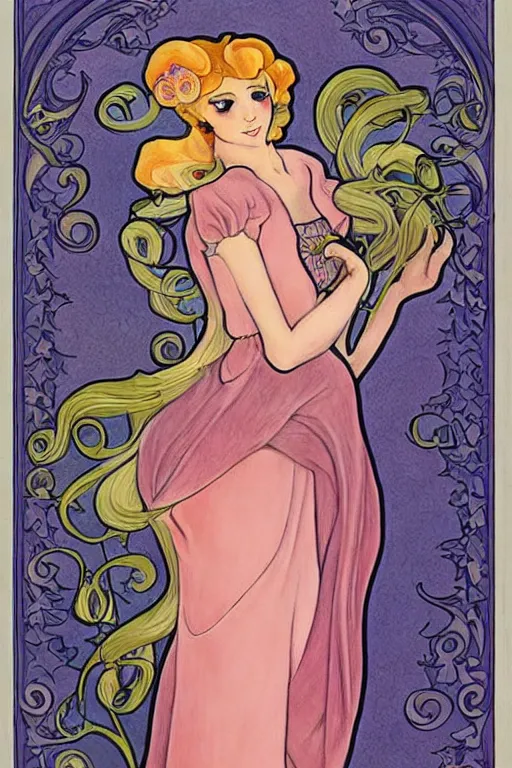 Image similar to beautiful art nouveau painting of princess - peach!!!!!!!!!