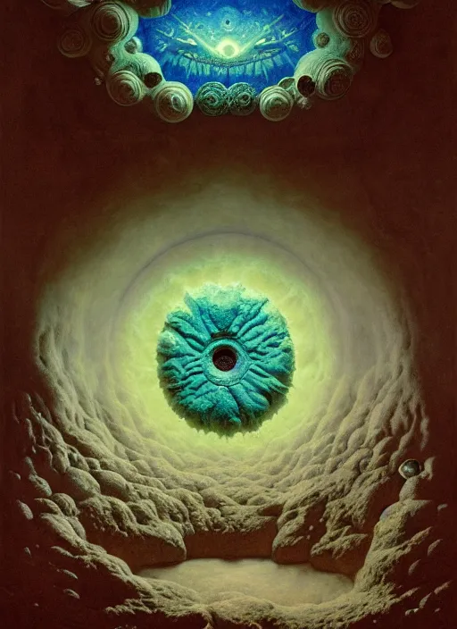 Image similar to antediluvian occult cosmology, panspermia, by daniel arsham and robert hooke and ernst haeckel and agostino arrivabene and joaquin sorolla and martin johnson heade, rule of thirds, vivid colours, negative space, atmospheric, digital painting, artstation, concept art, smooth, sharp focus