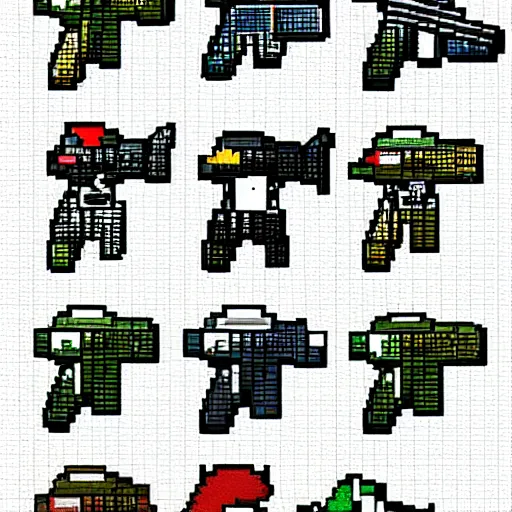 Image similar to pixel art gun sprites