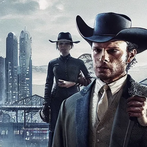 Prompt: westworld series scene in cyberpunk