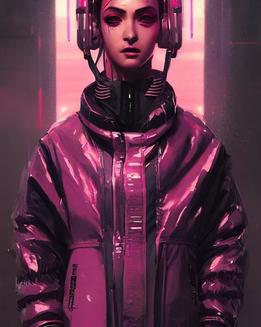 Image similar to detailed portrait vampire neon operator girl, cyberpunk futuristic neon, reflective puffy coat, decorated with traditional japanese ornaments by ismail inceoglu dragan bibin hans thoma greg rutkowski alexandros pyromallis nekro rene maritte illustrated, perfect face, fine details, realistic shaded, fine - face, pretty face