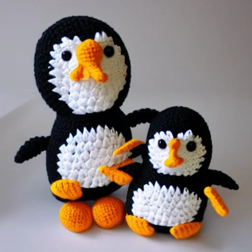 Image similar to crocheted penguins,