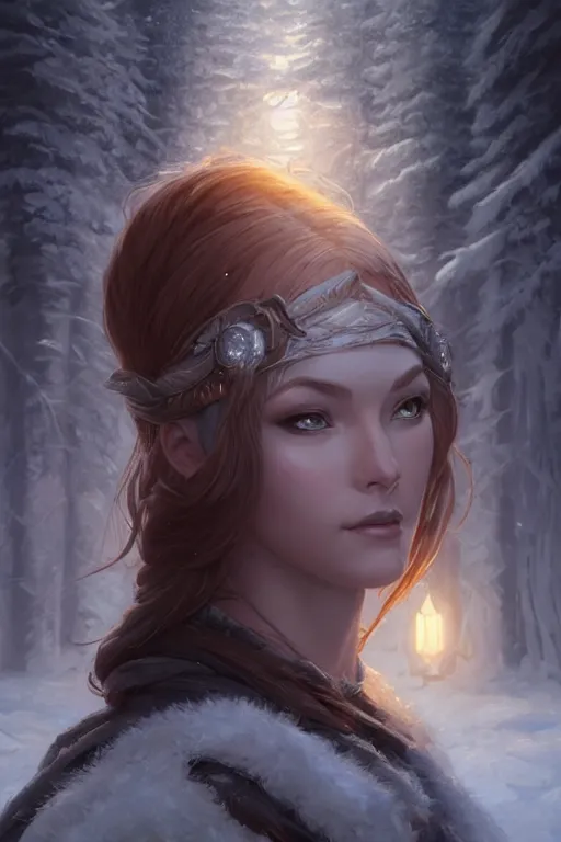 Prompt: goddess of the winter twilight, highly detailed, digital painting, artstation, concept art, smooth, sharp focus, illustration, unreal engine 5, 8 k, art by artgerm and greg rutkowski laura sava and edgar maxence